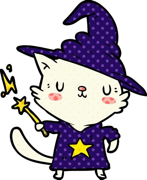 Magical Amazing Cartoon Cat Wizard 12416325 Vector Art At Vecteezy