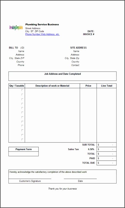 contractor invoice template  editable form