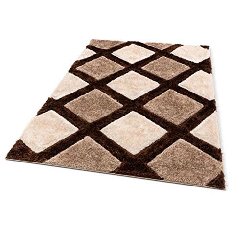 Well Woven Parker Brown Geometric Boxes Thick Soft Plush 3d Textured