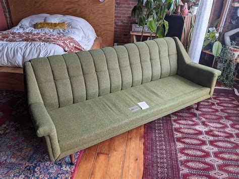 Mid Century Modern Designer Green Flexsteel Sofa Couch Etsy