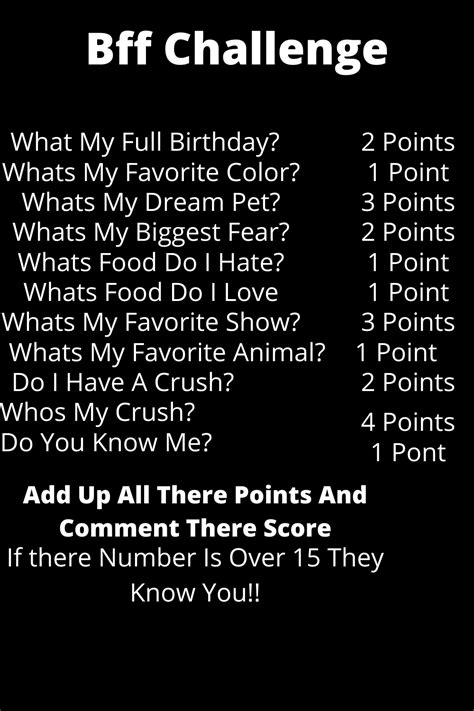 this is the bff challengeask your bff these questions and add up there points best friend