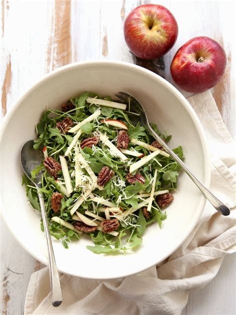Apple Arugula Salad With Cheddar And Candied Pecans Completely Delicious