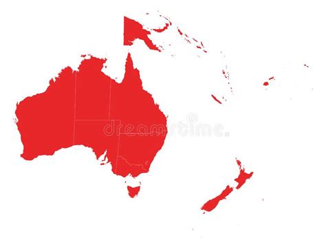 Mapa Vermelho Da Oceânia Ilustração Do Vetor Ilustração De Marrom