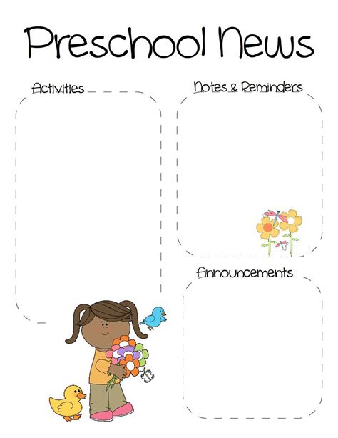 Spring Preschool Newsletter Template Teaching Ideas Preschool