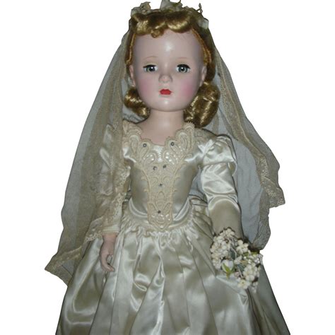 Vintage 1950s Madame Alexander Bride Doll Margaret Face Tagged Dress