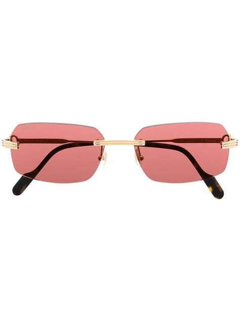 Cartier Eyewear Rimless Square Frame Sunglasses Farfetch