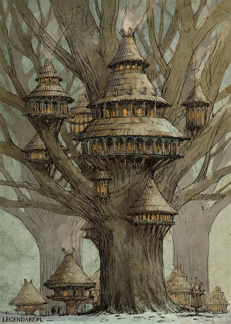 Tree Village By Hetman80 On Deviantart Fantasy Tree Fantasy Concept