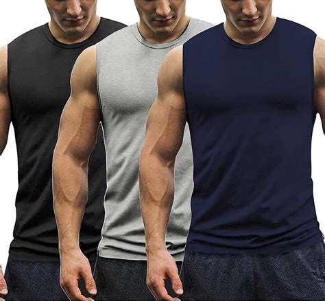 Coofandy Mens Workout Tank Tops 3 Pack Gym Sleeveless Muscle Tee