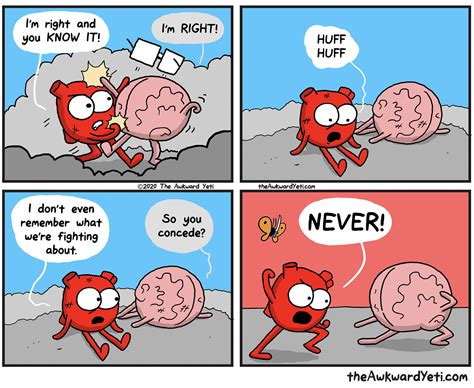 the awkward yeti awkward yeti heart and brain comic funny cartoons