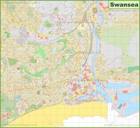 Detailed Map Of Swansea Detailed Map Swansea Maps World Map Diagram