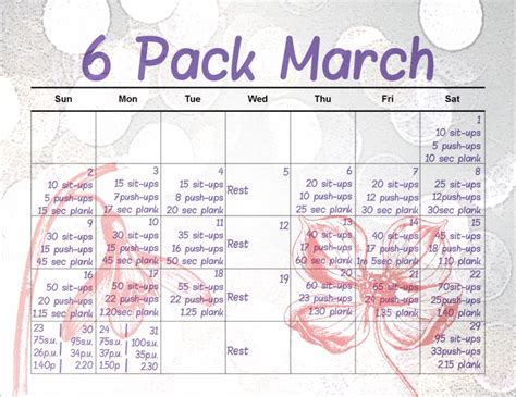 6 Pack March March Fitness Challenge Fun Workouts 6 Pack Abs 30 Day