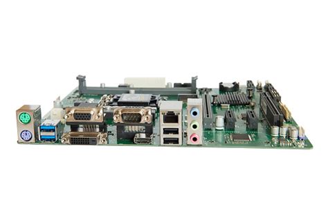 Motherboard Isolated On The White Background Back Panel Connectors