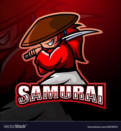 Samurai Mascot Esport Logo Design Royalty Free Vector Image