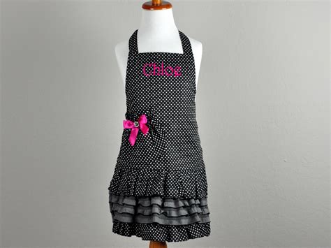 Childrens Black And White Polka Dot Apron