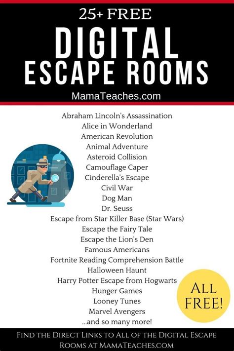 35 Free Digital Escape Rooms Free Mama Teaches Teaching Kids
