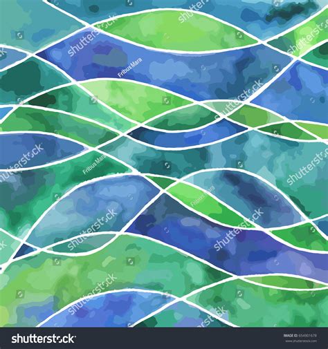 Abstract Blue Green Waves Vector Watercolor Stock Vector Royalty Free