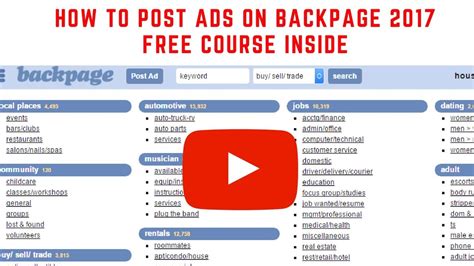 How To Post Ads On Backpage 2017 Backpage Free Ads Youtube