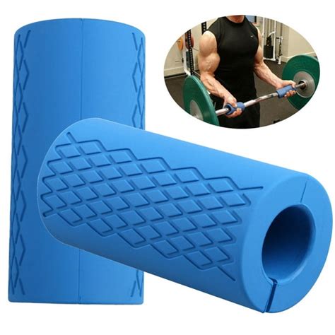2 Pack Eeekit Thick Barbell Silicone Grips Non Slip Silicone Rubber Dumbbell Grip Power