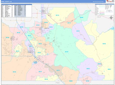 Pinal County Az Wall Map Color Cast Style By Marketmaps