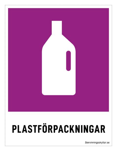 Återvinningsskylt För Avfallssortering Av Plastförpackningar