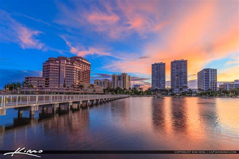 West Palm Beach Skyline Sunset Florida Royal Stock Photo