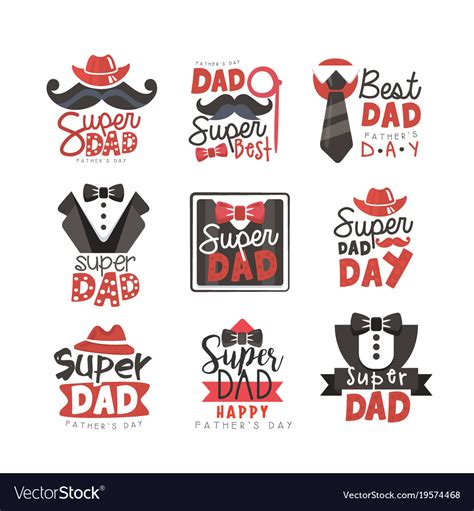 Super Dad Logo Set Fathers Day Royalty Free Vector Image