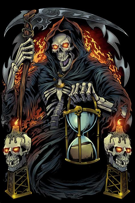 Grim Reaper With Hourglass Digital Art By Flyland Designs