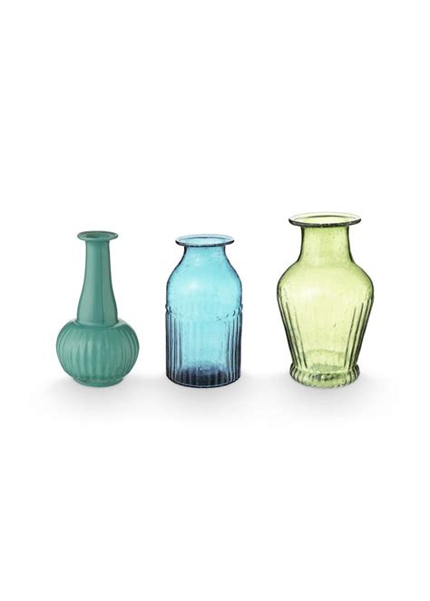 Set 3 Small Vases Glass S Green 1 Teaclassix
