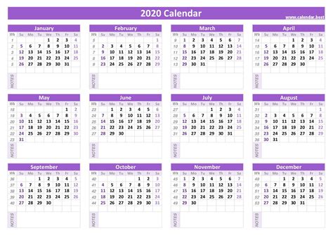 2020 Calendar With Week Numbers Calendarbest