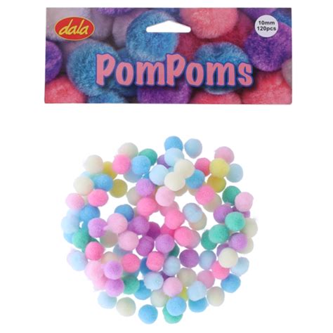 Dala Pastel Pompoms 10mm 120 Piece Hobby And Craft Accessories