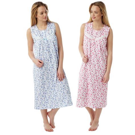 100 Cotton Jersey Floral Print Sleeveless Nightdress Up To Size 26