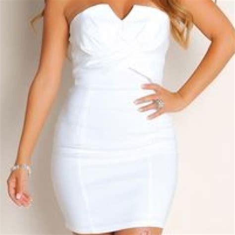 Ruched Strapless Tube Top White Mini Dress Cute Cocktail Dresses All