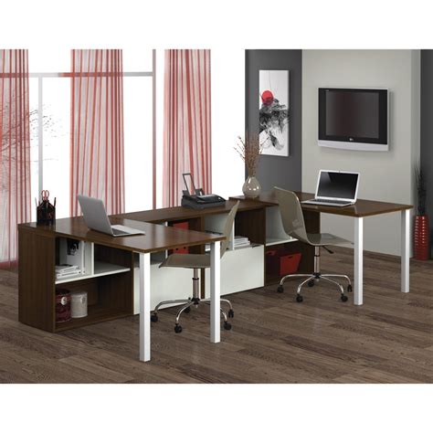 The chocolate color it sports brightens up the dullest office. Bestar 50855-60 Contempo 2 U-Shaped Desks Kit - Tuxedo ...