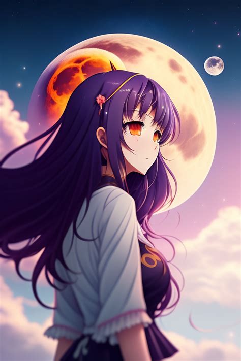 Lexica Full Moon Pink Moon Anime Anime Girl Long Hair View In