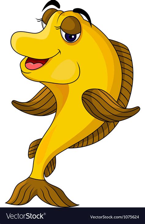 Funny Yellow Cartoon Fish Royalty Free Vector Image