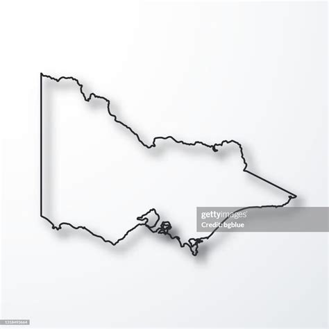 Victoria Map Black Outline With Shadow On White Background High Res