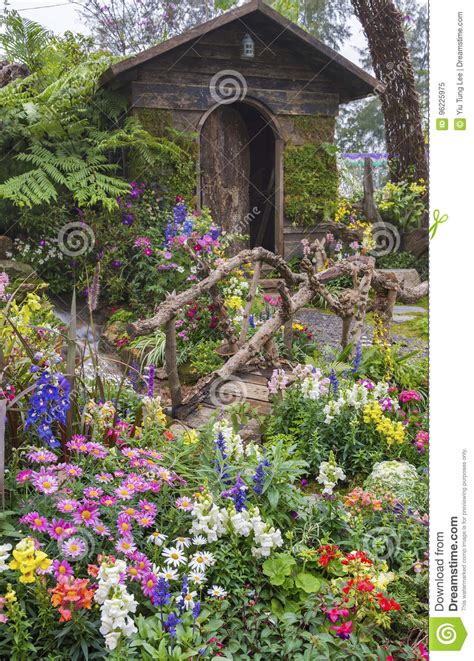 Old House With Flower Garden Stock Image Image Of Architectural