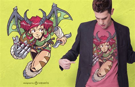 Baixar Vetor De Design De Camiseta Anime Demon Girl