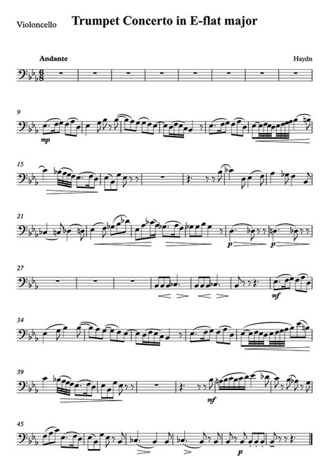 Play Haydn Trumpet Concerto In E Flat Major Ii Andante Cello