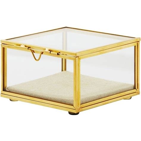 Gold Glass Square Display Box Small Gold Home Accessories Gold Home Decor Display Boxes