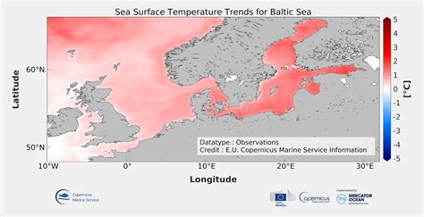 Baltic Sea Cumulative Trend Map Of Sea Surface Temperature Cmems