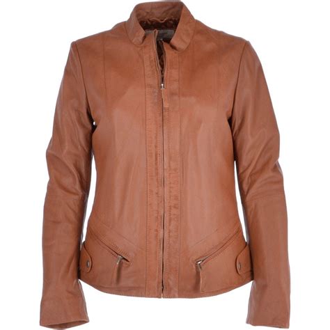 womens leather jacket tan nap alana