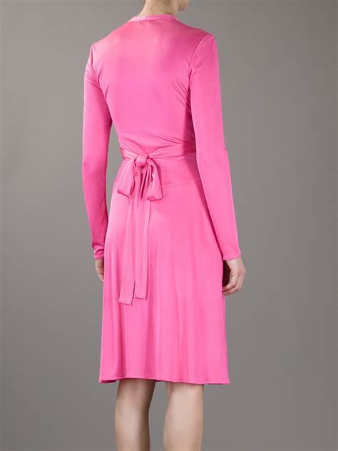 Lyst Issa Long Sleeve Wrap Dress In Pink