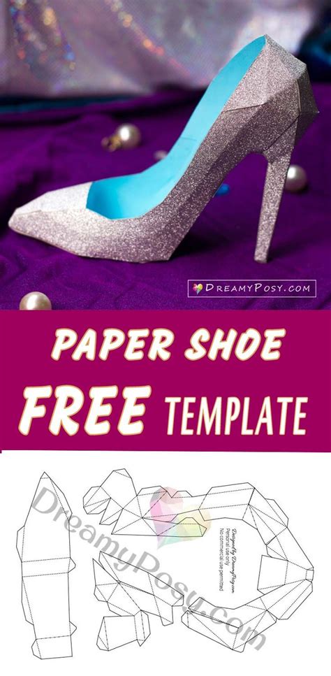 Download How to make 3D paper shoe as a gift box, free template | Paper shoes, Shoe template, Template free