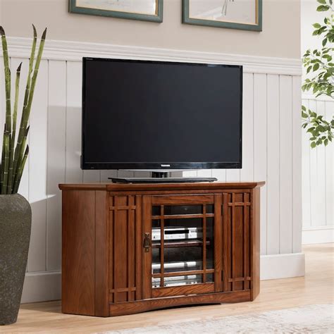 Leick Home Riley Holliday Traditional Mission Oak Corner Tv Stand