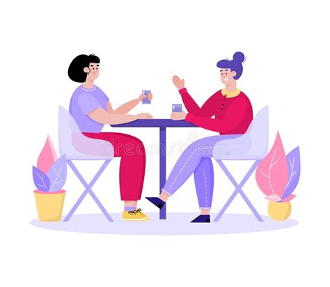 Two Women Sitting Table Stock Illustrations 483 Two Women Sitting