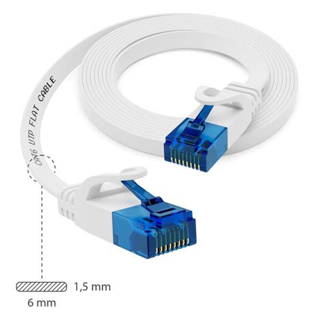 Deleycon 10x Cat6 Flaches Netzwerkkabel 15mm Flachbandkabel U Utp Rj45