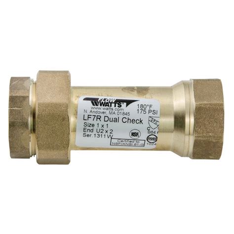 Watts 1 In Lead Free Brass Mpt Dual Check Valve Lf7u2 2 1 The Home Depot