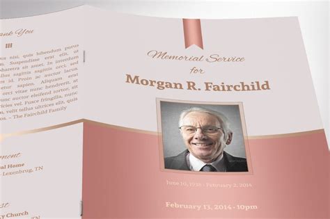 Rose Gold Funeral Program Word Publisher Template 4 Pages Etsy