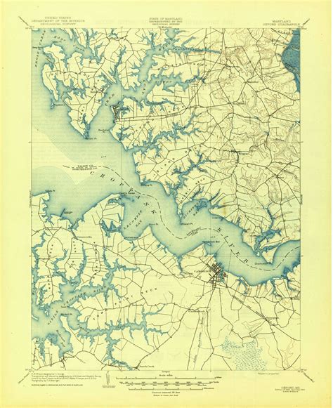 Oxford Maryland 1904 1945 Usgs Old Topo Map 15x15 Quad Old Maps